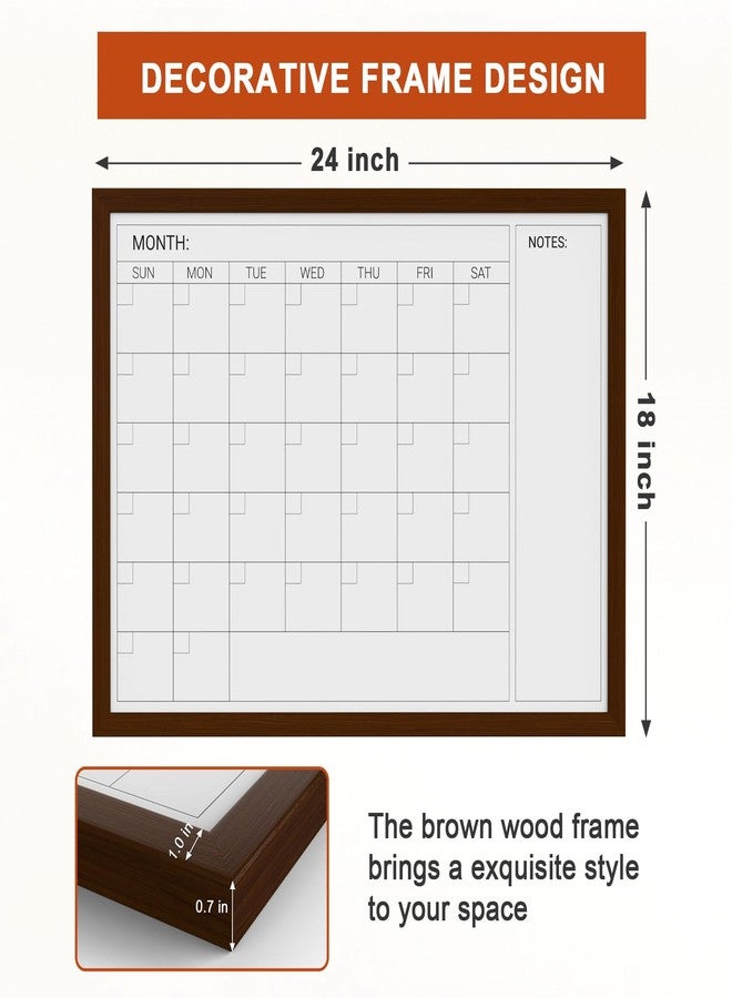 Comix Magnetic Dry Erase Calendar Whiteboard,24 * 18 inches Wooden Brown Frame - Image 5