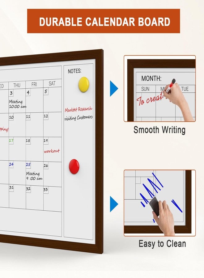 Comix Magnetic Dry Erase Calendar Whiteboard,24 * 18 inches Wooden Brown Frame - Image 4