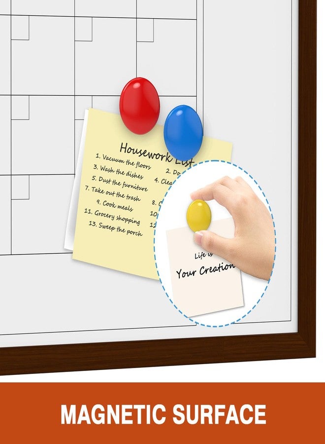 Comix Magnetic Dry Erase Calendar Whiteboard,24 * 18 inches Wooden Brown Frame - Image 3
