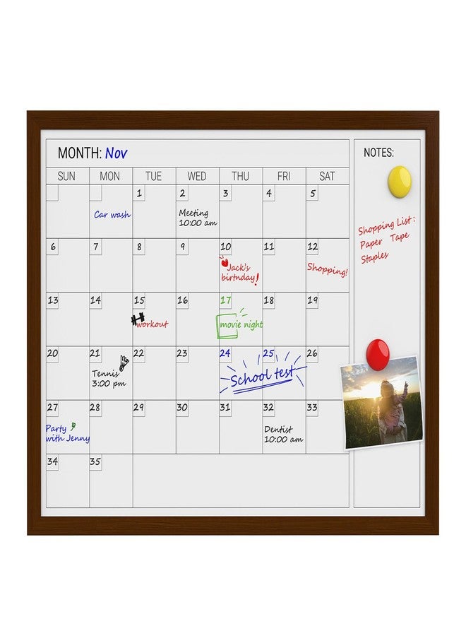 Comix Magnetic Dry Erase Calendar Whiteboard,24 * 18 inches Wooden Brown Frame - Image 2