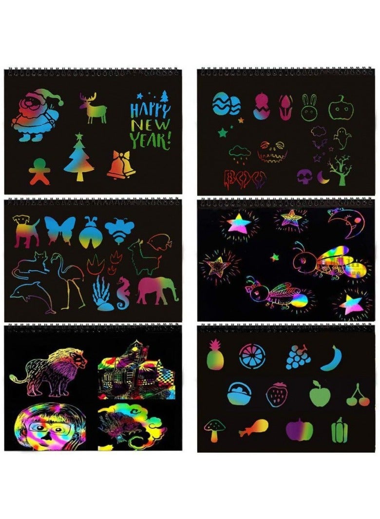 Scratch Art Gifts Set for 3 4 5 6 7 Year Old Boy and Girl, Scratch it Off Rainbow Magic Paper Craft, Kids Age 3-10 and up DIY Holiday Gift Birthday Party Games(2 PCS) - Image 2