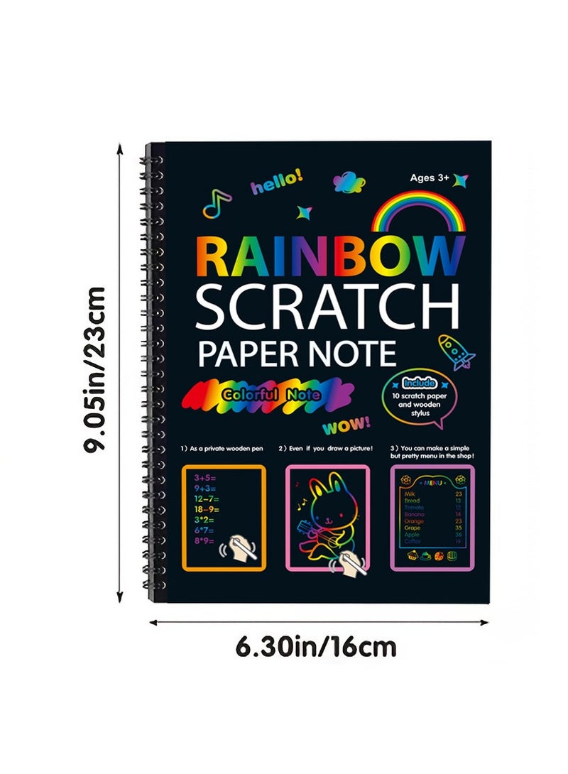 Scratch Art Gifts Set for 3 4 5 6 7 Year Old Boy and Girl, Scratch it Off Rainbow Magic Paper Craft, Kids Age 3-10 and up DIY Holiday Gift Birthday Party Games(2 PCS) - Image 4