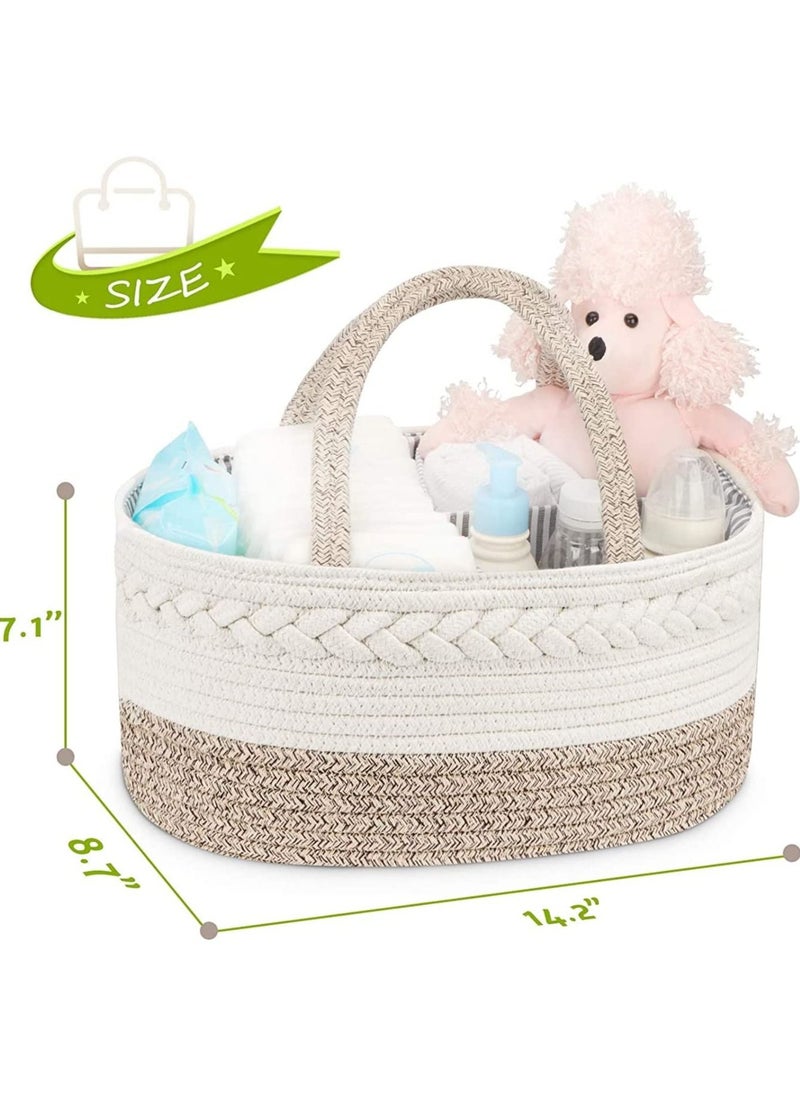 Gonice Gonice Baby Diaper Caddy Organizer, Cotton Rope Diaper Caddy for Baby large diaper caddy basket, Nursery Storage Bin, Baby Caddy with Removable Inserts for Changing Table & Car Diaper Organizer  - Image 1