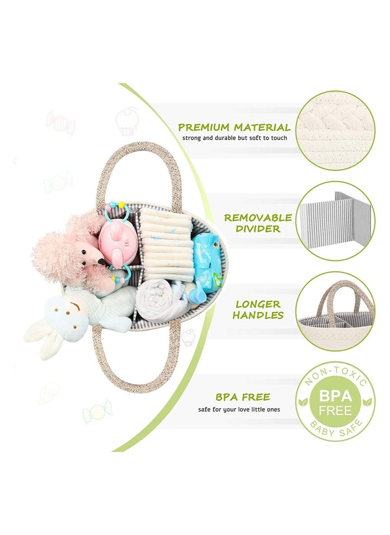 Gonice Gonice Baby Diaper Caddy Organizer, Cotton Rope Diaper Caddy for Baby large diaper caddy basket, Nursery Storage Bin, Baby Caddy with Removable Inserts for Changing Table & Car Diaper Organizer  - Image 2