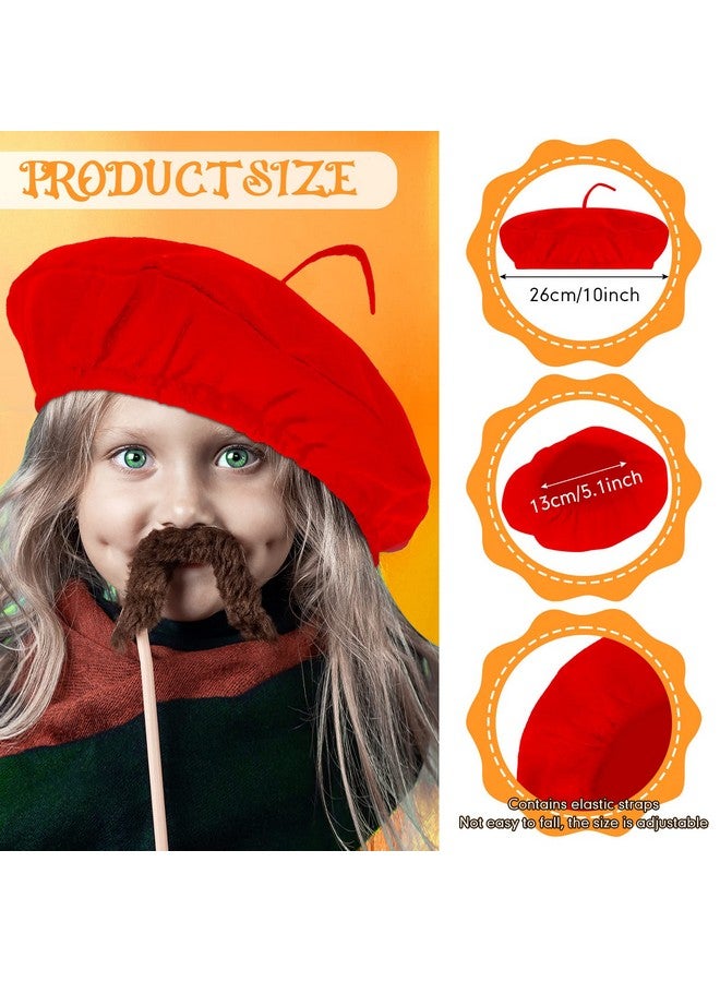 Laumoi Laumoi 20 Pcs Halloween Party Berets for Kids French Beret Bulk Hat Artist Beanie with Color Neck Scarf for Cosplay Decorate(Bright Colors)  - Image 3