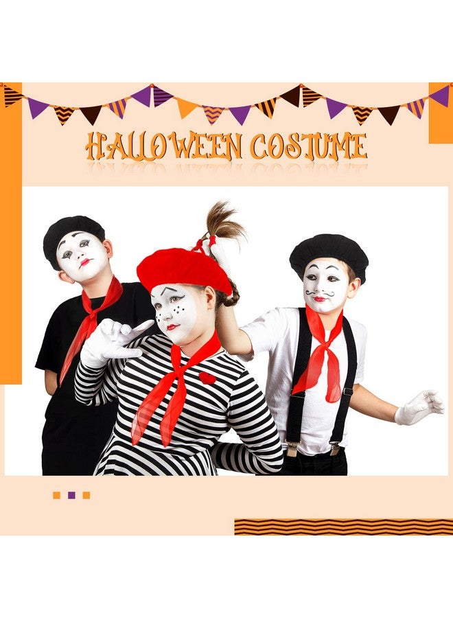Laumoi Laumoi 20 Pcs Halloween Party Berets for Kids French Beret Bulk Hat Artist Beanie with Color Neck Scarf for Cosplay Decorate(Bright Colors)  - Image 5