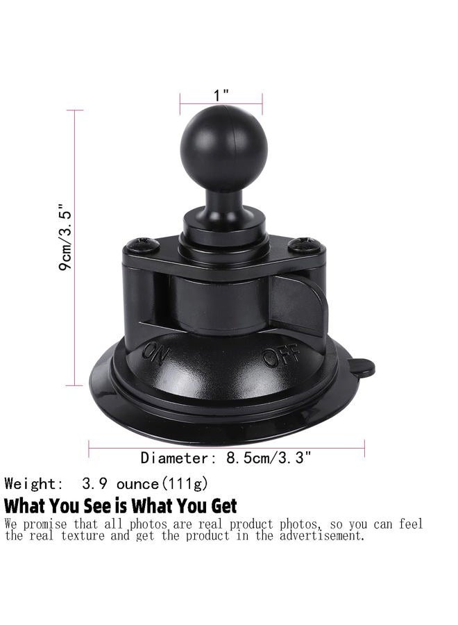 Leenconghui 1-inch Ball Head Suction Cup Base Mount, Compatible with RAM & GoPro Holders, B Size Double Ball Socket Arm, Black - Image 2