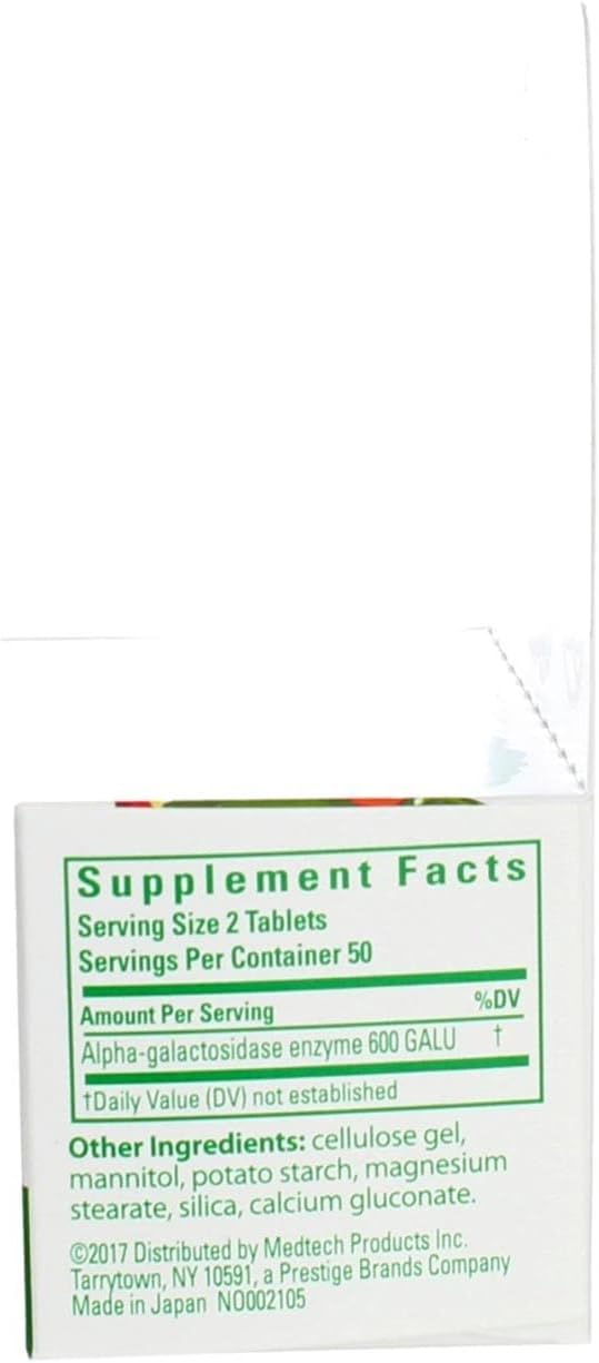 Beano Food Enzyme Dietary Supplement Tablets  100 ct Pack of 6 - Image 3