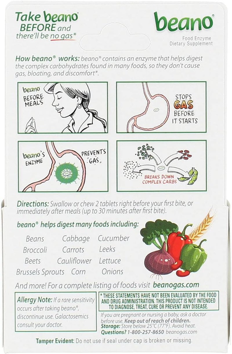 Beano Food Enzyme Dietary Supplement Tablets  100 ct Pack of 6 - Image 2