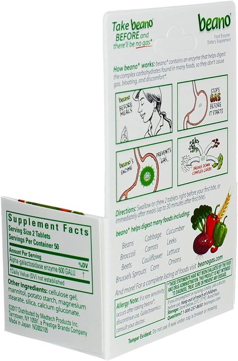 Beano Food Enzyme Dietary Supplement Tablets  100 ct Pack of 6 - Image 4