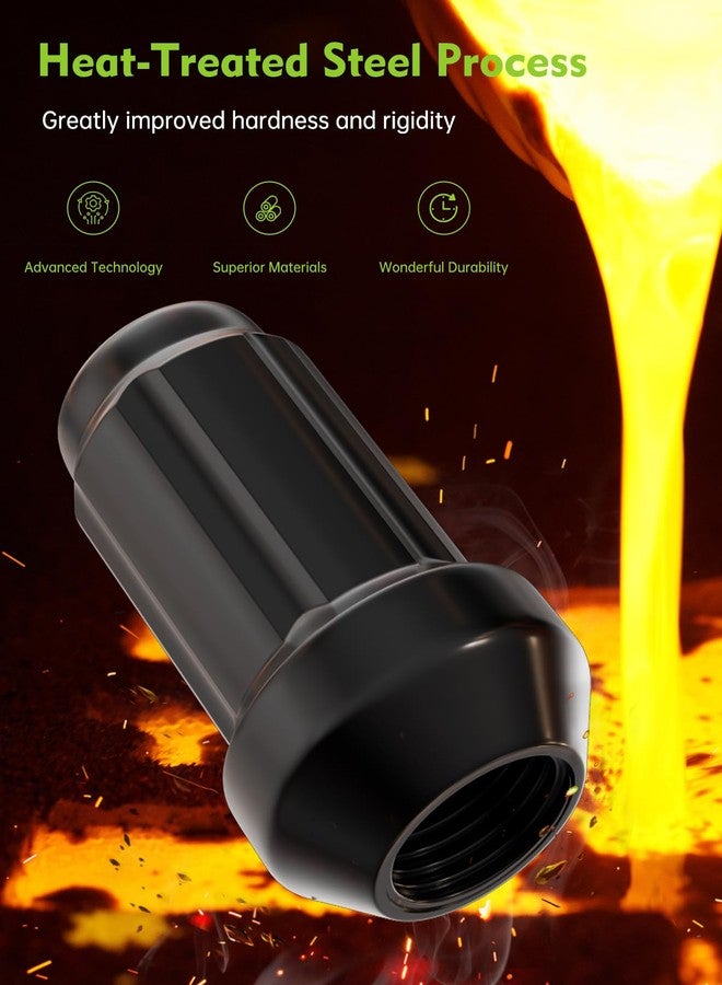 AUTOPTIM صواميل عجلات AUTOPTIM 3/8-24 ATV ذات 6 أسنان مخروطية الشكل مع مفتاح واحد، بديل لـ Polaris Ranger و RZR و Sportsman 400/500/570/600/700/800 - 16 قطعة صواميل عجلات سوداء ذات أسنان، سداسي 17 مم، طول 35 مم - Image 5