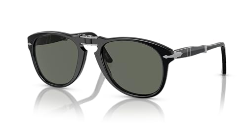 Persol PO0714 Aviator Sunglasses, Black/Green Polarized, 54 mm - Image 1