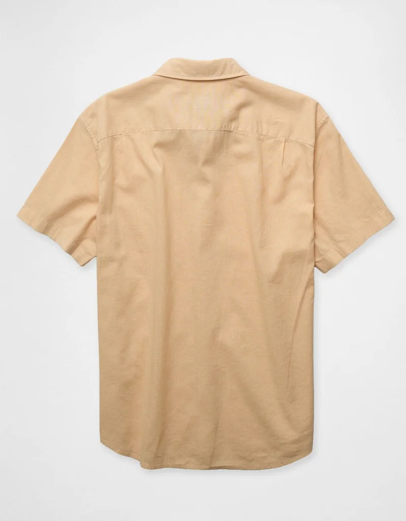 American Eagle  AE Linen-Blend Short-Sleeve Button-Up Shirt for Men | Best Price UAE