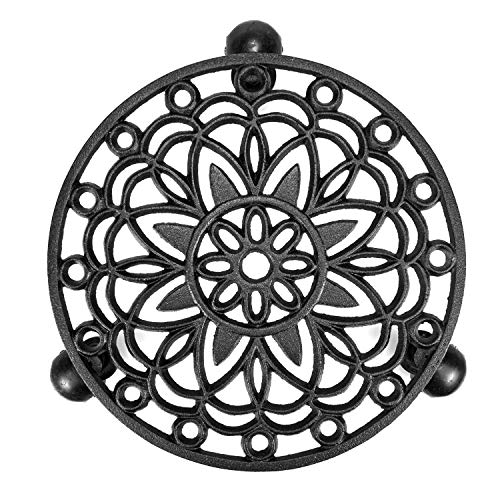 Fasmov حامل نباتات فاسموف من الحديد الزهر مع عجل ثقيل للداخلية، صينية متدحرجة، قاعدة نباتات - Image 2