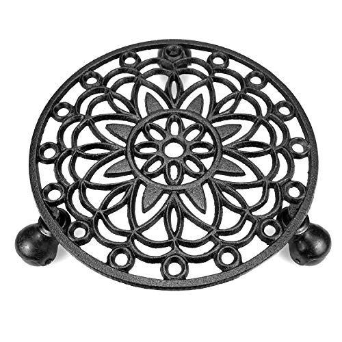 Fasmov حامل نباتات فاسموف من الحديد الزهر مع عجل ثقيل للداخلية، صينية متدحرجة، قاعدة نباتات - Image 3