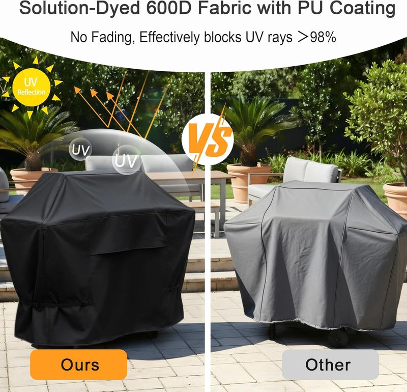 NettyPro غطاء شواية ، مقاس 60 بوصة، مقاوم للماء، عالي الجودة، مناسب لأجهزة Weber، Char-Broil، Nexgrill ذات 3-4 مواقد، بلون أسود. - Image 4