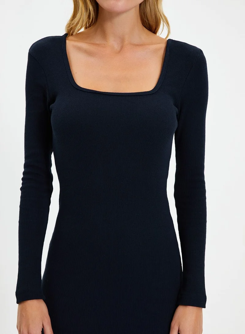 trendyol Broad Neck Knitted Bodycon Dress