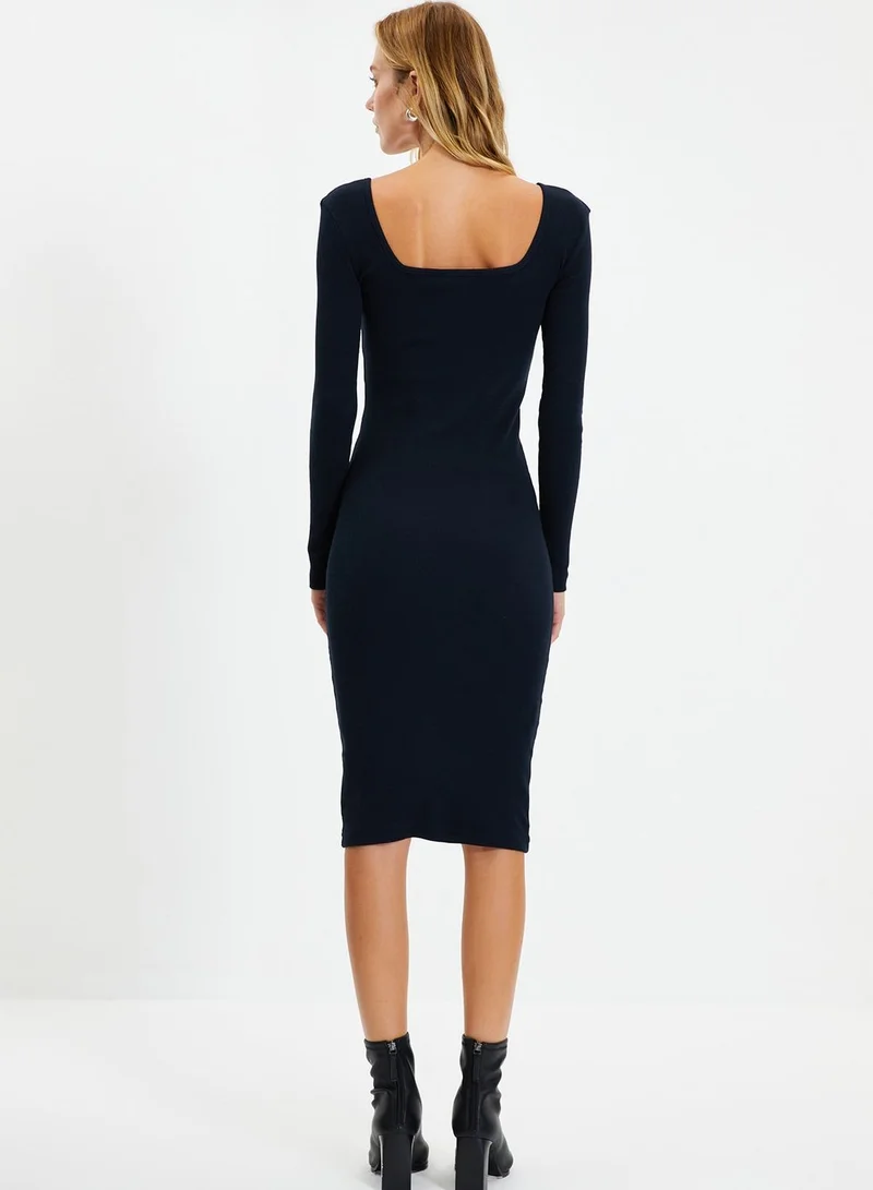 trendyol Broad Neck Knitted Bodycon Dress