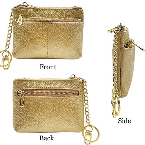 Beurlike Womens RFID Coin Purse Change Wallet Small Leather Card Holder Keychain (Gold) - Image 3
