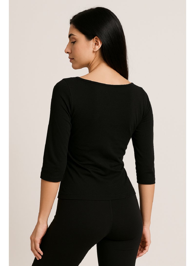 مانيكان طقم ملابس داخلية نسائية قصيرة بفتحة رقبة مربعة وقصة عالية ومطاطة في أربعة اتجاهات - Image 2