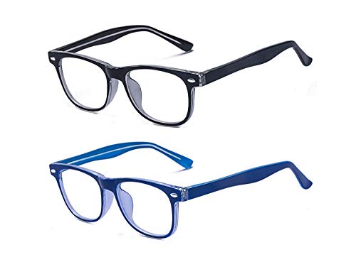 Outray 2 Pack Kids Computer Blue Light Blocking Glasses for Boys and Gilrs Age 3-12 Anti Eyestrain (Set Black+Blue, 46) - Image 1