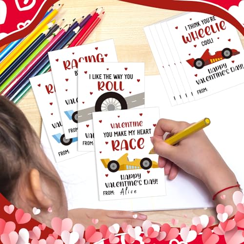 Demonwer 36 Pcs Valentines Cards Bulk Race Car Greeting Card Valentine's Gifts for Exchange Prize Goody Bag Favors - Image 4
