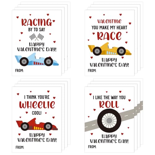 Demonwer 36 Pcs Valentines Cards Bulk Race Car Greeting Card Valentine's Gifts for Exchange Prize Goody Bag Favors - Image 1