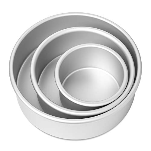 Last Confection 3-Piece Round Cake Pan Set - Includes 4 x 2, 6 x 2 and 8 x 2 Inch Anodized Aluminum Layer Cake Pans Baking Tins - Image 3