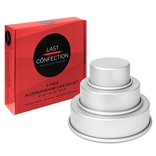 Last Confection 3-Piece Round Cake Pan Set - Includes 4 x 2, 6 x 2 and 8 x 2 Inch Anodized Aluminum Layer Cake Pans Baking Tins - Image 4