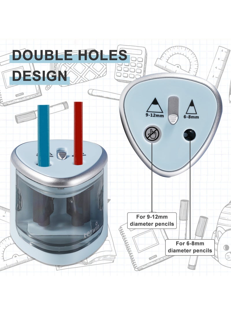 tenwin Electric Dual-Hole Pencil Sharpener | Automatic Student & Artist Sharpener for  (6-8mm, 9-12mm) Pencils - Image 1