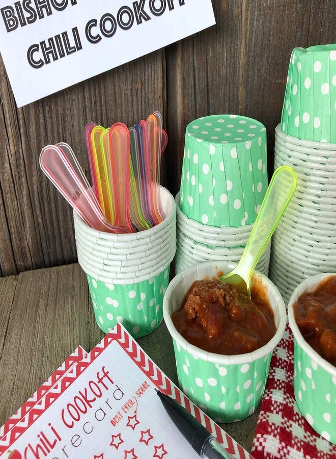 Outside the Box Papers ملاعق تذوق صغيرة - بلاستيك شفاف - أزرق، وردي، أخضر، أصفر، برتقالي - 150 عبوة من أوتسايد ذا بوكس بيبرز - Image 4