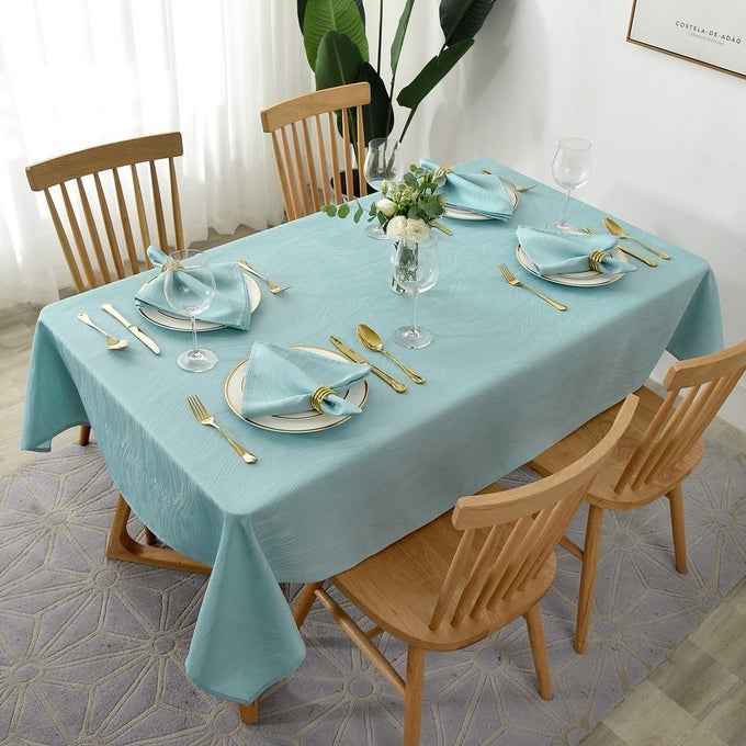 JACQUARD CLOTH NAPKINS 20 X 20 INCH WITH HEMMED EDGES SWIRL PATTERN SOFT COMFORTABLE AND LUXURY SERVIETTE FOR FAMILY DINNERS WEDDINGS PARTIES AND BANQUETS SET OF 4 TURQUOISE