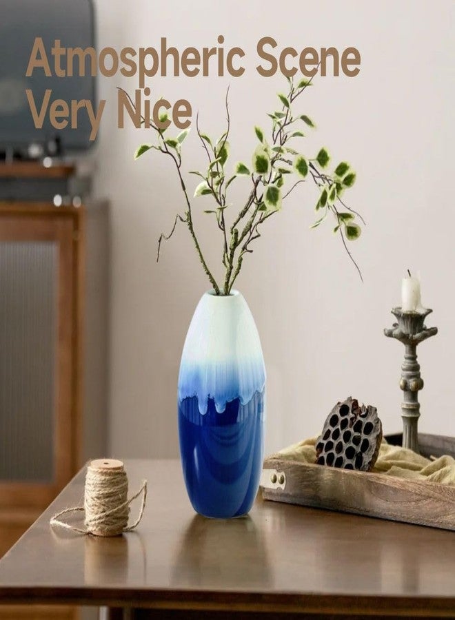 CROISSANT Blue and White Ceramic Vase Set of 3, Pampas Grass and Dried Flowers Decorative Vases, Mini Ceramic Vases for Home Decor, Center Pieces Decoration for Table - Image 3
