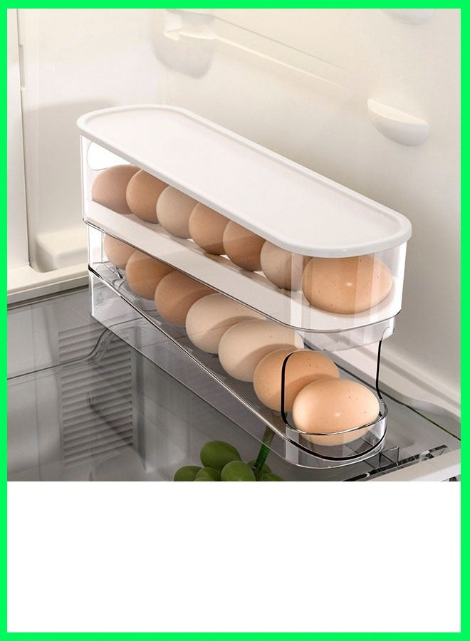 AL-HELAL Egg Storage Box Transparent Slide-Out Egg Tray Box with Larger Slope and Small Volume Suitable for Refrigerator  - Image 3