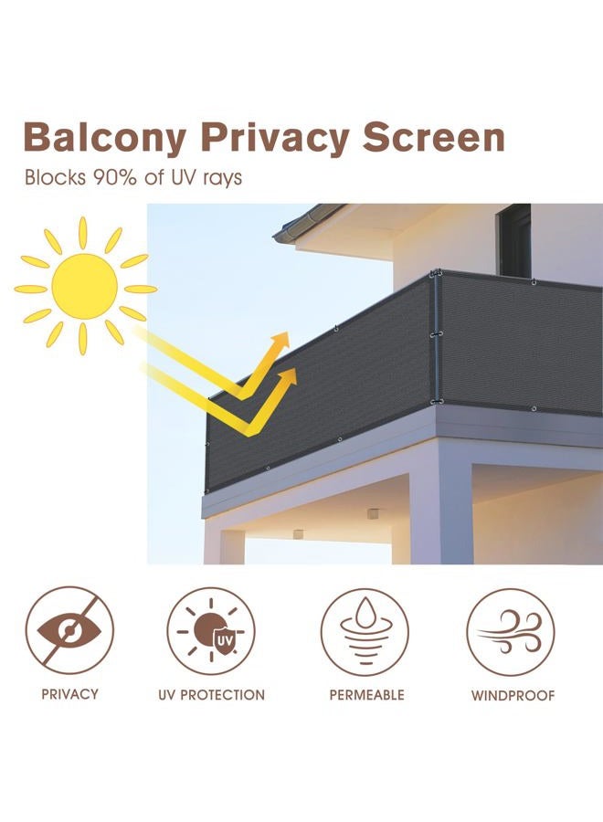 Sunny Guard 3'x10' Dark Grey Balcony Privacy Screen Fence Apartments Railing Cover Heavy Duty Mesh Windscreen for Outdoor,Deck,Backyard,Patio - Image 2