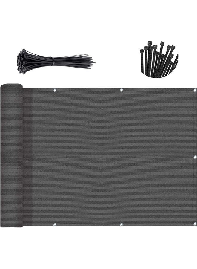 Sunny Guard 3'x10' Dark Grey Balcony Privacy Screen Fence Apartments Railing Cover Heavy Duty Mesh Windscreen for Outdoor,Deck,Backyard,Patio - Image 1