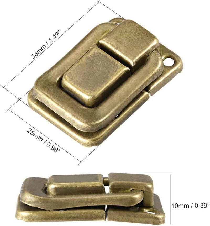 Brass Toggle Catch Lock 38mm Retro Decorative Hasp With Screws Pack Of 5 - Image 2