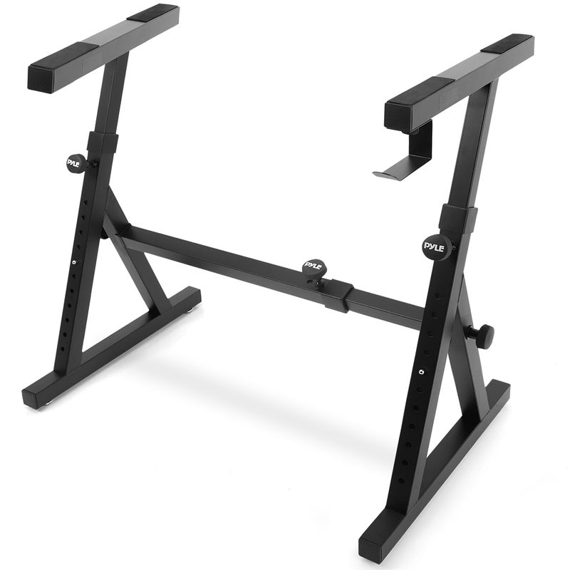 Pyle Heavy Duty Folding Keyboard Stand Sturdy Reinforced Z Design W Adjustable Width Height Foam Padded Arms Digital Piano Stand Fits 5488 Key Electric Pianos For Travel Storage Pyle PKST38 - Image 2