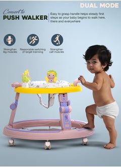BAYBEE 2 in1 Push Baby Walker for Kids, Round Kids Walker with Push handle, 360 Rotatable Seat, Musical Toy Bar & Footmat | Kids Activity Walker | Push Walker for Baby Boy Girl 6 to 24 Months Pink  - Image 4