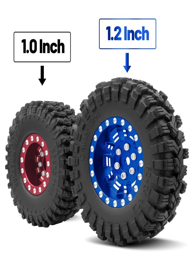 OGUNKE OGRC 1.0 Plus (1.2 Inches) Beadlock Wheel and Tires Set 7mm Negative Offset Wheel Rims SS Super Soft Sticky Tires for TRX4M SCX24 FCX24 AX24 1/24 1/18 RC Crawler Car - 62 * 24mm (Blue) - Image 3