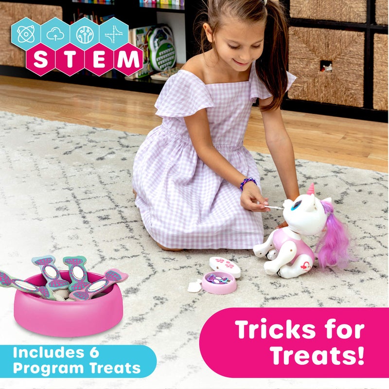 Power Your Fun Robo Pets Unicorn Toy 2pk Set - Unicorns Gifts for Girls and Kids (1) Unicorn Robot STEM Toy with Interactive Hand Gestures or Remote Control to Move and (1) Mini Automated Smart Robot - Image 4
