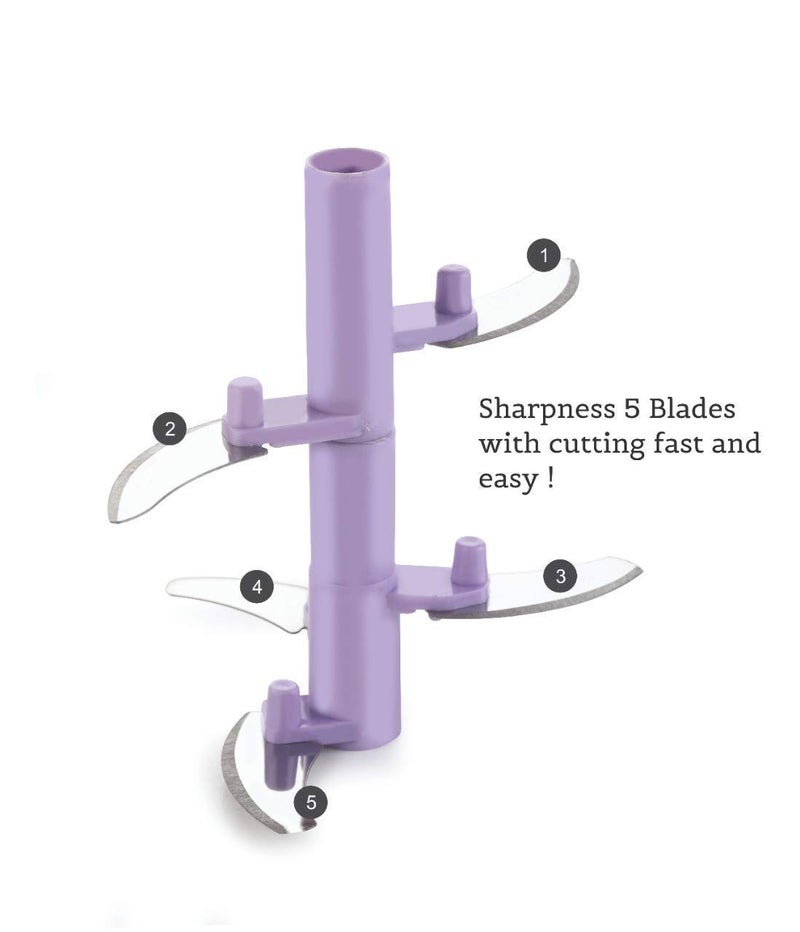 ARANKA 5 Blades Stainless Steel Jumbo Handy Chopper Vegetable Fruit Nut Onion Vegetables Chopper Hand Meat Grinder Mixer Food Processor Slicer Shredder Salad Maker 900 ml Purple XL - Image 4