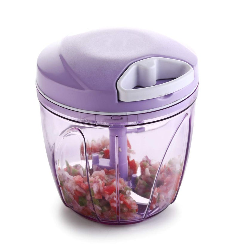 ARANKA 5 Blades Stainless Steel Jumbo Handy Chopper Vegetable Fruit Nut Onion Vegetables Chopper Hand Meat Grinder Mixer Food Processor Slicer Shredder Salad Maker 900 ml Purple XL - Image 1
