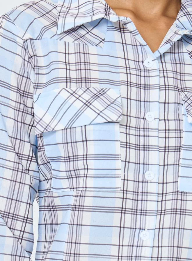 Take Two Take Two Checked Print Buttoned Shirt with Pockets