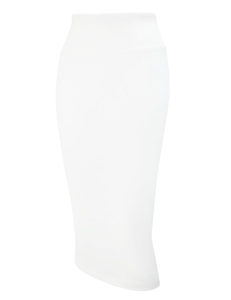 Tapata Women's Office Work Pencil Skirt Stretch High Waist Below Knee Bodycon for Business Casual, White, X-Large - Image 1