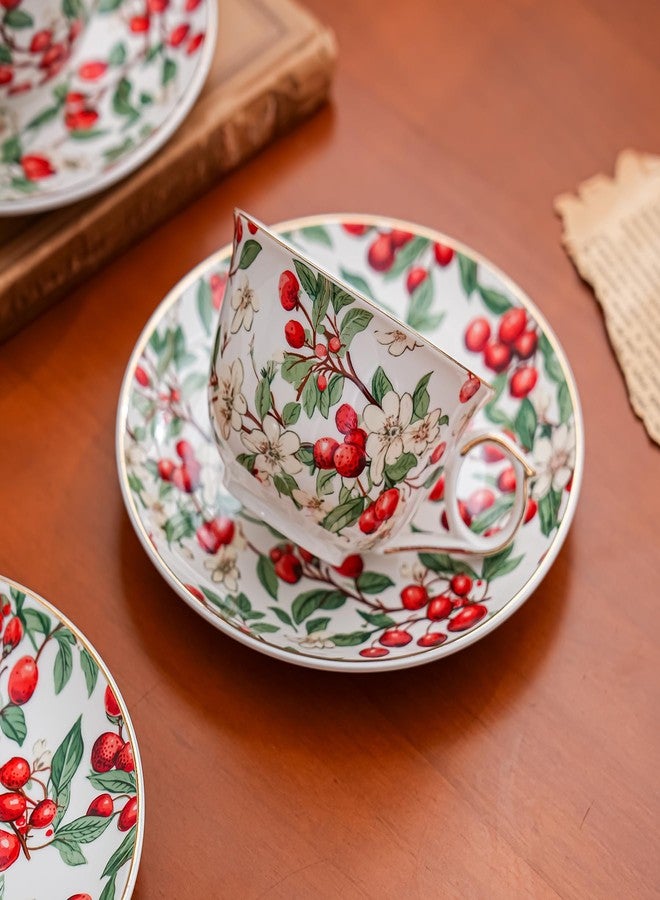 Agyiuns Ceramic Espresso Cups 5oz，Small Coffee Cups for Latte Cappuccino, Tea Cup and Saucers Set of 4 for Party Birthday,Party Cafe Home, Christmas Gift - Image 5