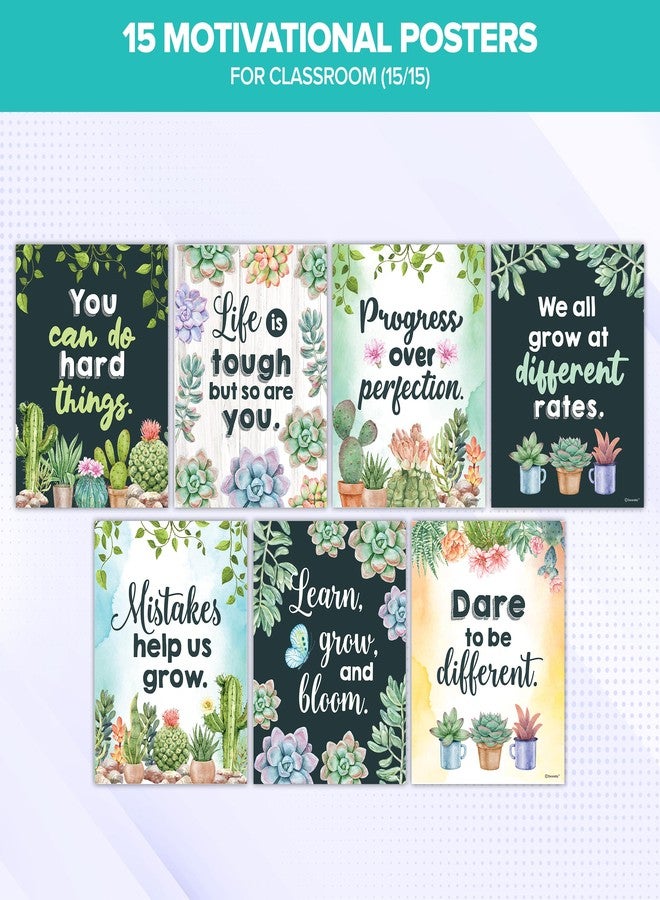 Decorably Motivational Posters for Classroom - 15 Cactus Classroom Decor, 11x14in Succulent Classroom Decor, Cactus Classroom Theme, Cactus Classroom Decorations for Teachers, Cactus Bulletin Board - Image 4