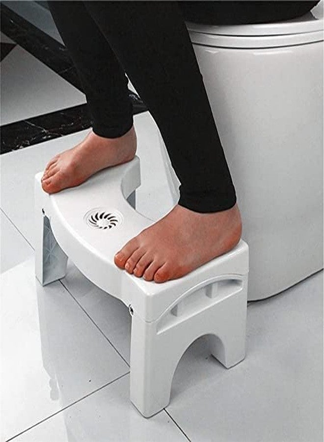 F4FIVE Foldable Toilet Step Stool, 21 cm Height, Non-Slip Squatting Bathroom Stool, White - Image 1
