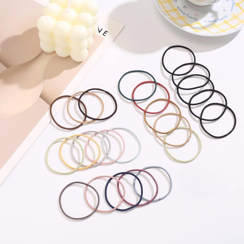 Melodio 150pcs Mixed Color Elastic Thin Hair Ties, No Crease Hair Ties, (Diameter 4.5cm, 2mm) for Thin Hair, Suitable for Women and Girls - Image 5