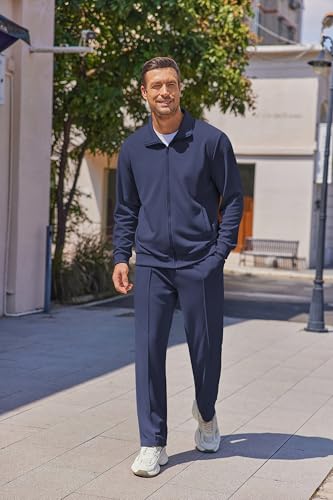 COOFANDY Navy Blue Track Suit Men Workout Jogging Suits For Men 2 Piece Sweatsuits Sets Blue Track Suit Full Zip - Image 4